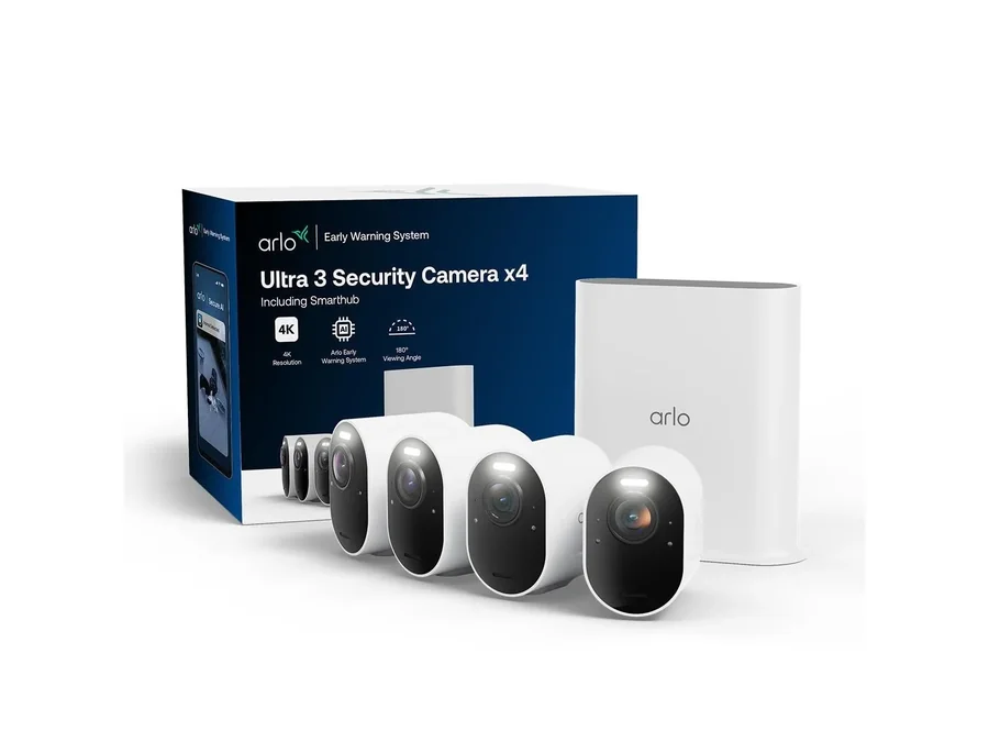 Ultra 3 -turvakamera, 4 kameran paketti + SmartHub – Arlo valvontakamera